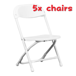 5 Kids Size White folding chair