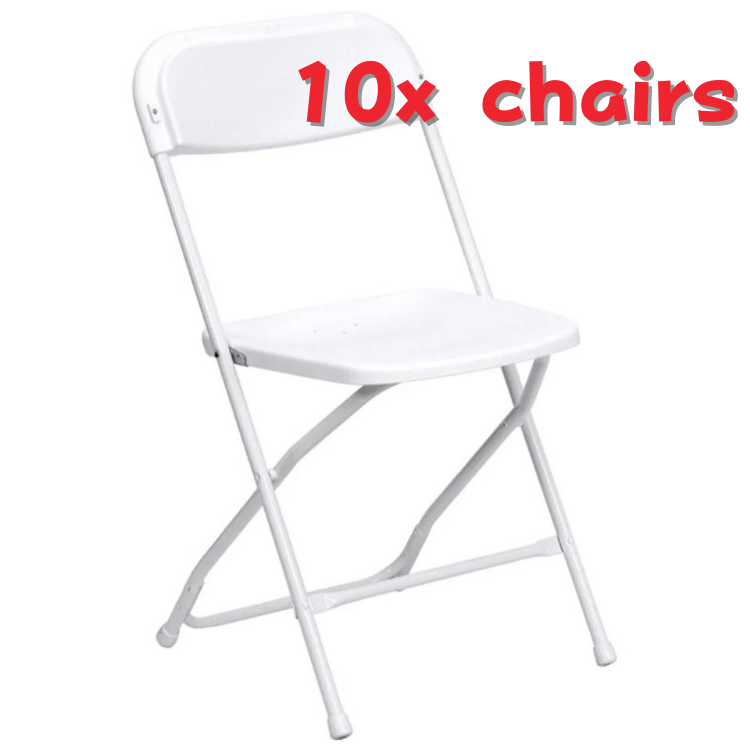 10 White folding chair